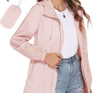 Womens Waterproof Raincoat Lightweight Breathable Rain Jacket Hooded